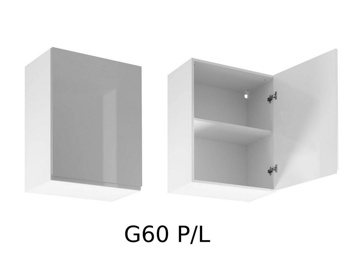KÜCHENZEILE 320 cm - Aspen KA15-M320- in Grau/Hochglanz - Grau, Holz (320/212/52cm)