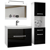 BADMÖBEL Badezimmer Schwarz Glänzend - Schwarz, Holz (100/113/40cm) - B BELINI GROUP