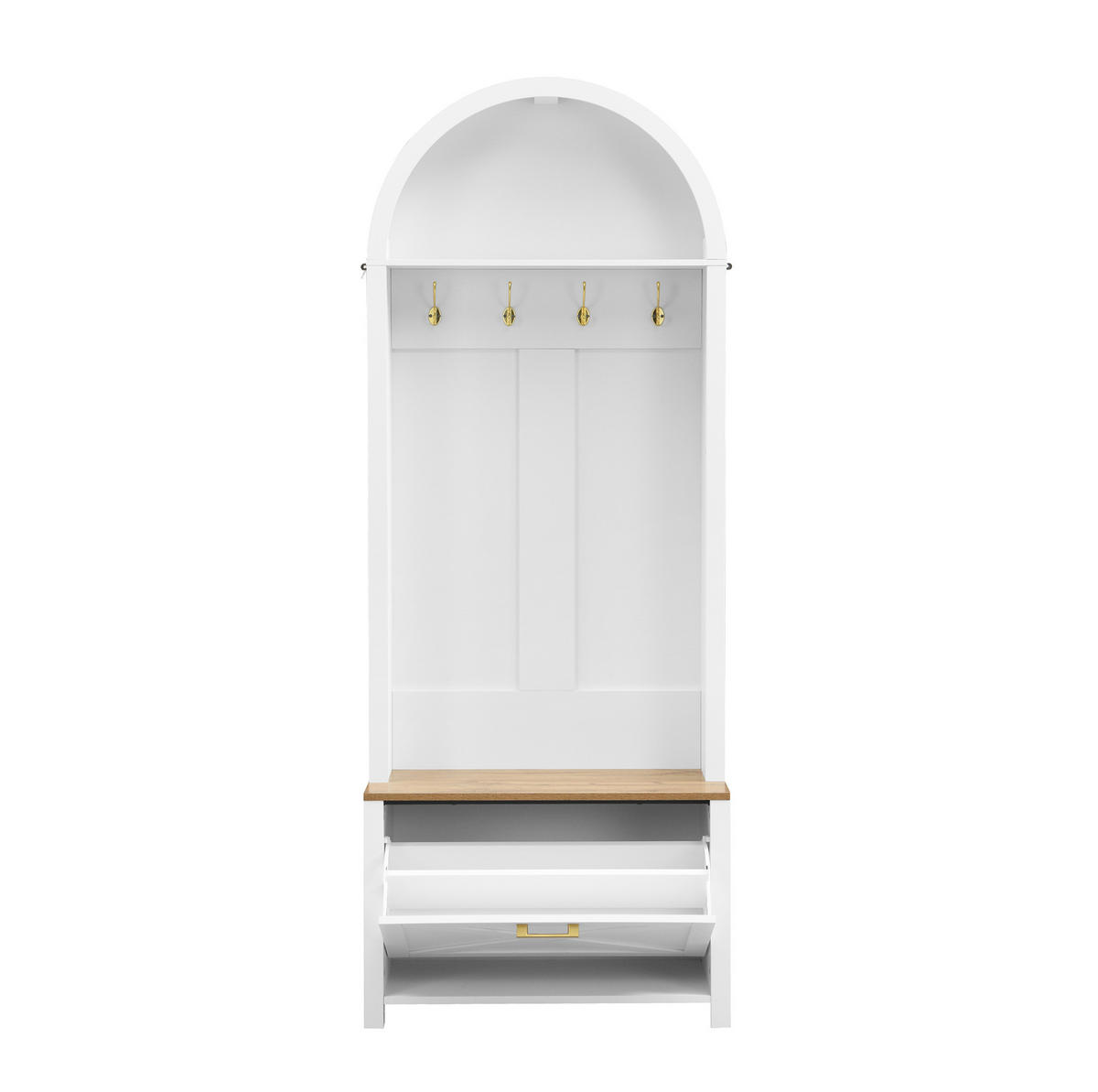 GARDEROBENSCHRANK mit Schuhfach 75 x 35 x 195 cm MDF Weiß Holzoptik - Weiß, Holzwerkstoff (35/195/75cm) - Beauniv