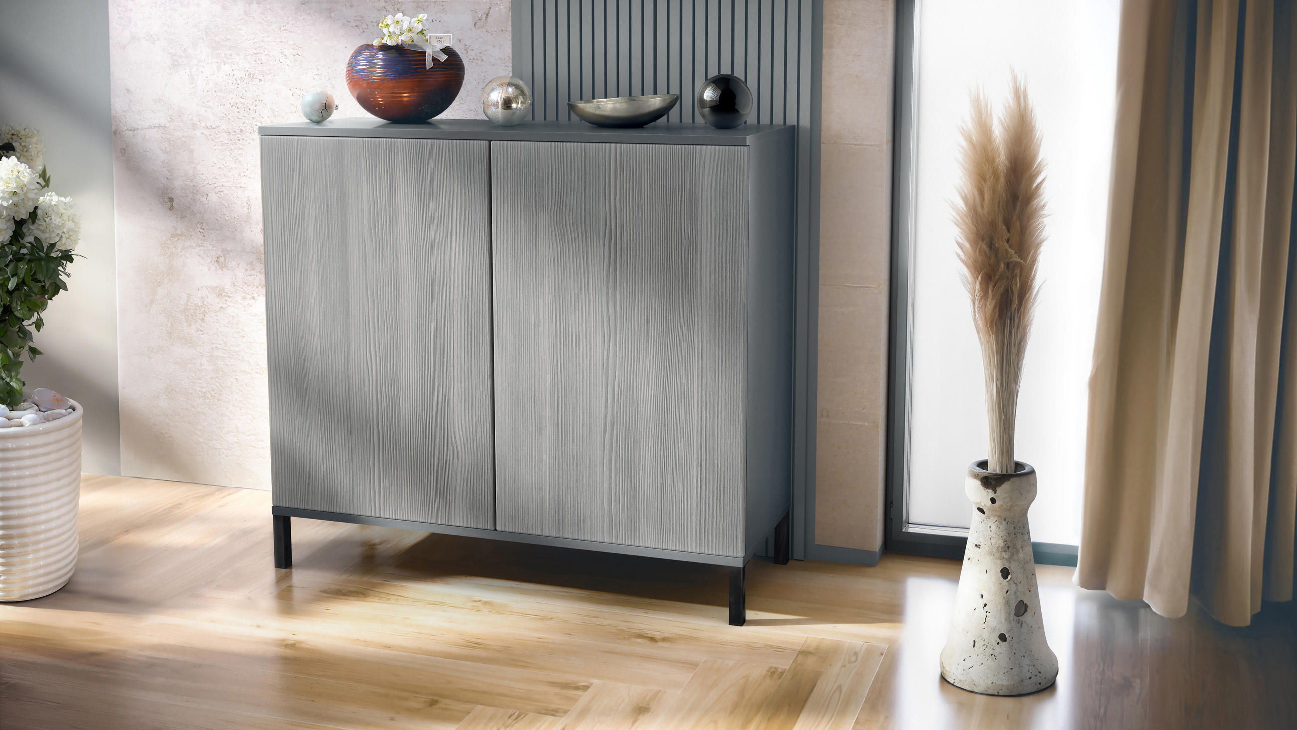 KOMMODE Skadu Avola-Anthrazit - Anthrazit, Holzwerkstoff (92.5/83.5/35cm) - Vladon