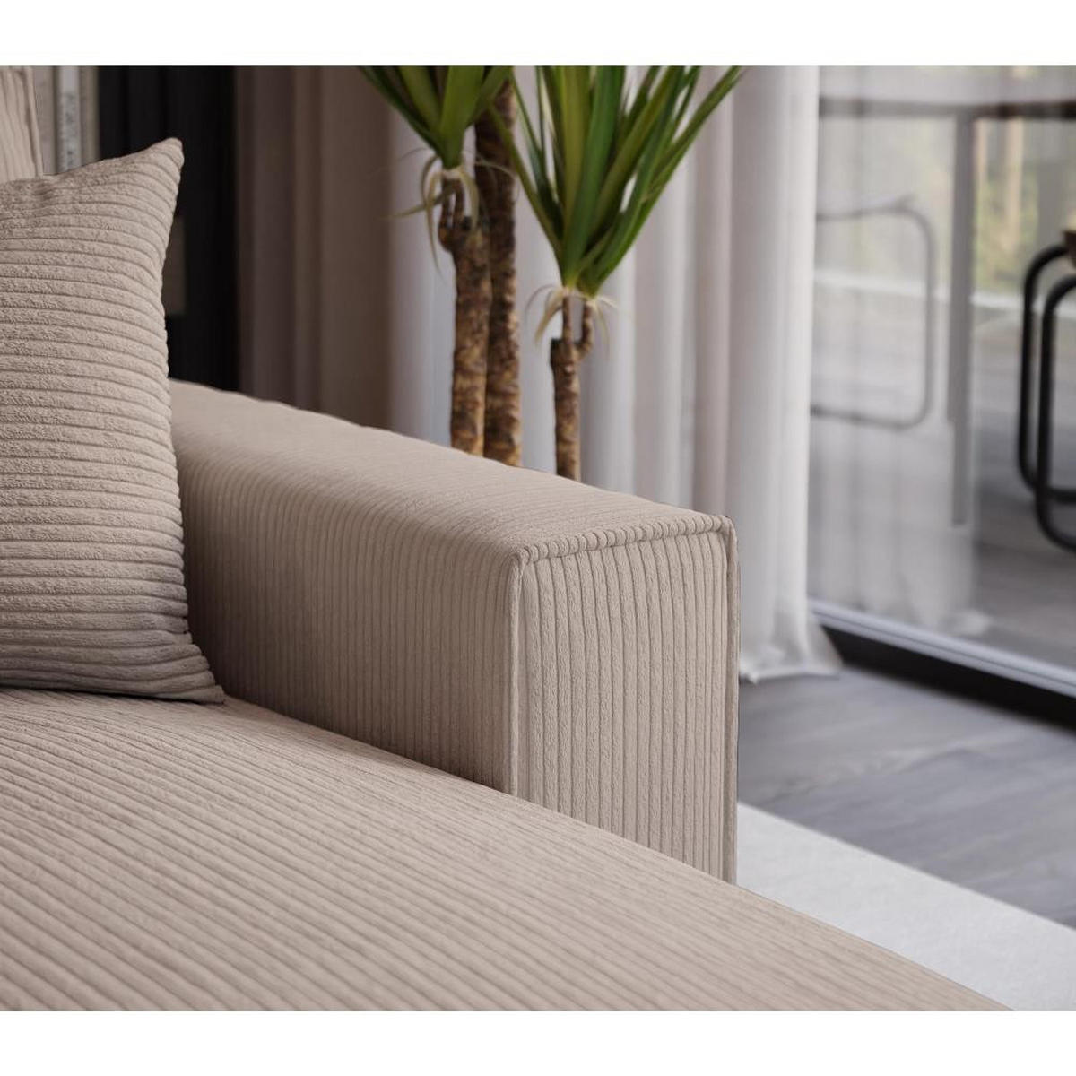 ECKSOFA Parys L beige - Beige/Schwarz, Kunststoff/Textil (290/185cm) - Beautysofa
