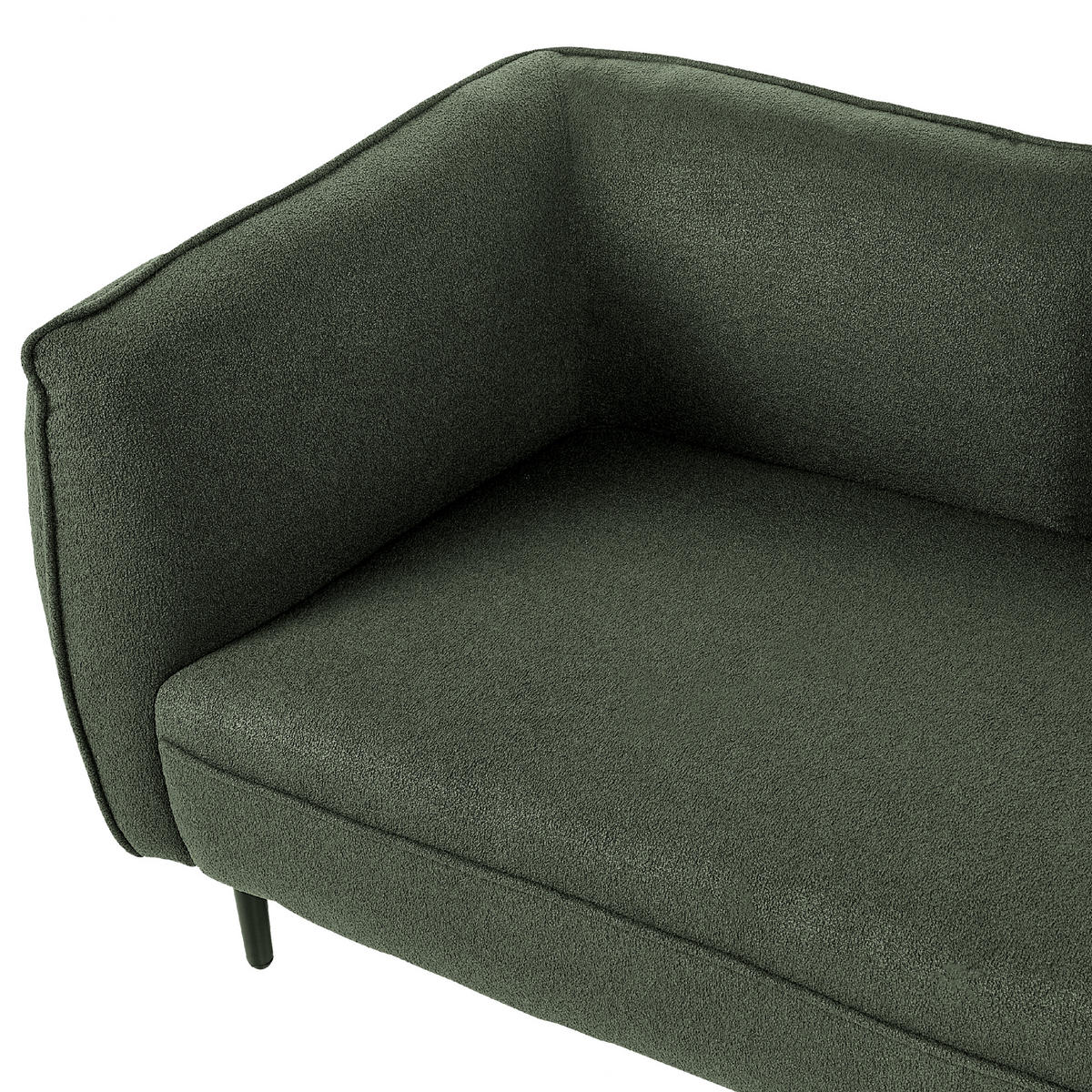 CHAISELONGUE Bouclé dunkelgrün linksseitig Chevannes - Schwarz/Grün, Textil (138/74/77cm) - Beliani