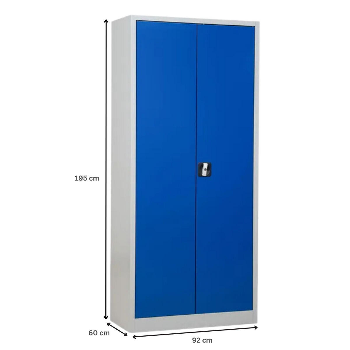 STAHLSCHRANK Bee mit 5 verzinkten Fachböden 195x92x60 cm Korpusfarbe Lichtgrau Frontfarbe Enzianblau - Blau, Metall (92/195/60cm)