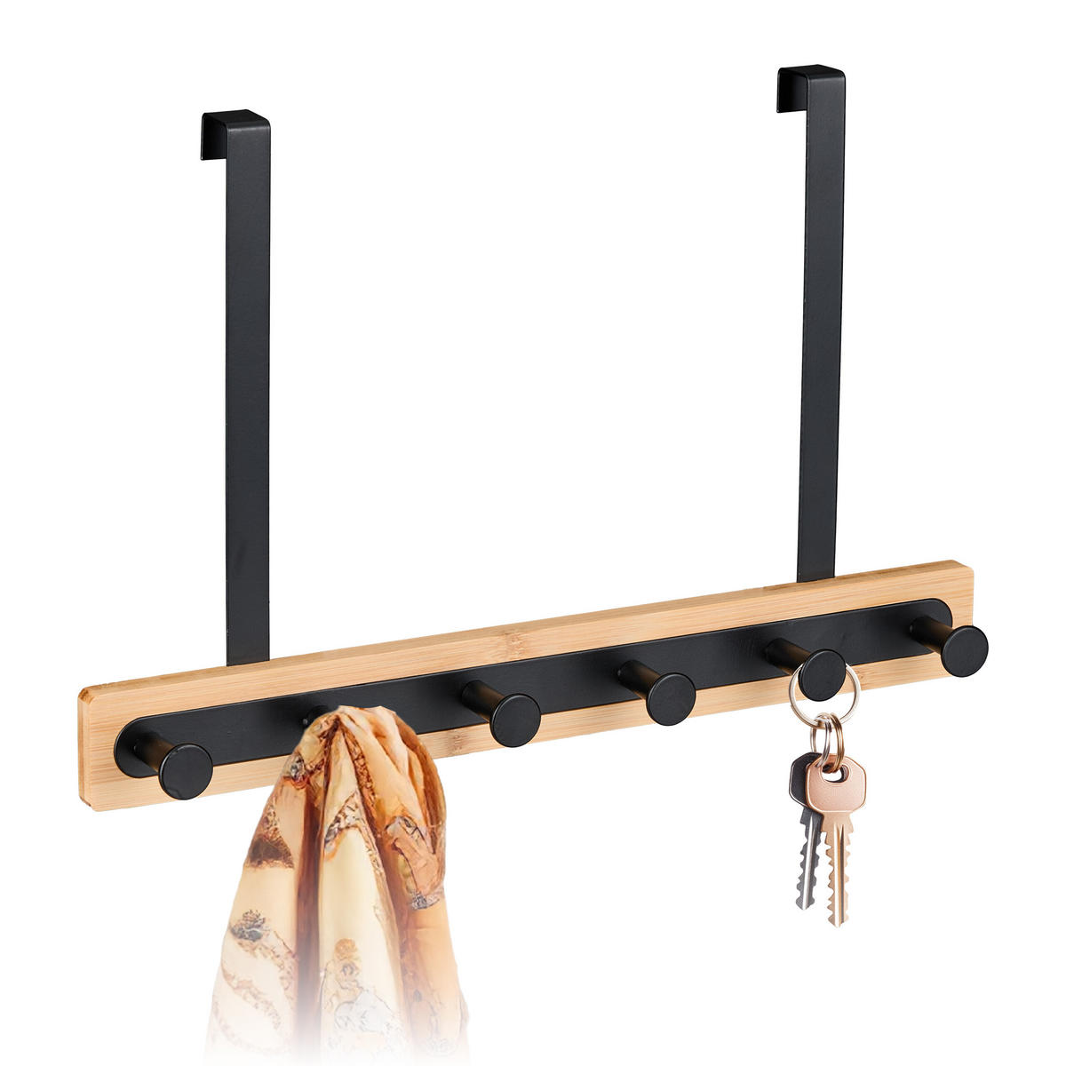 TÜRGARDEROBE - Schwarz, Holz/Metall (40/26/7.5cm) - Relaxdays