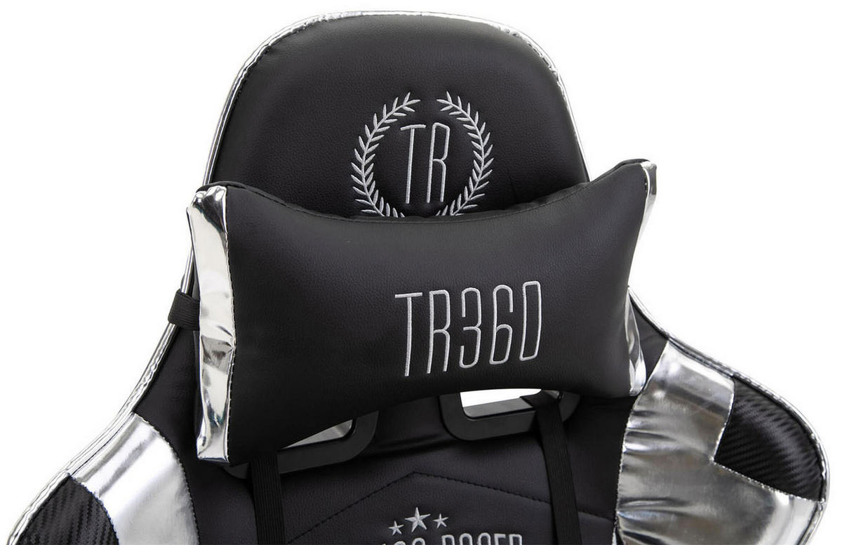 BÜROSTUHL Racing Turbine mit Fußablage glanz, Schwarz/Weiß - Weiß, Kunststoff/Textil (67/142/58cm) - TPFLiving