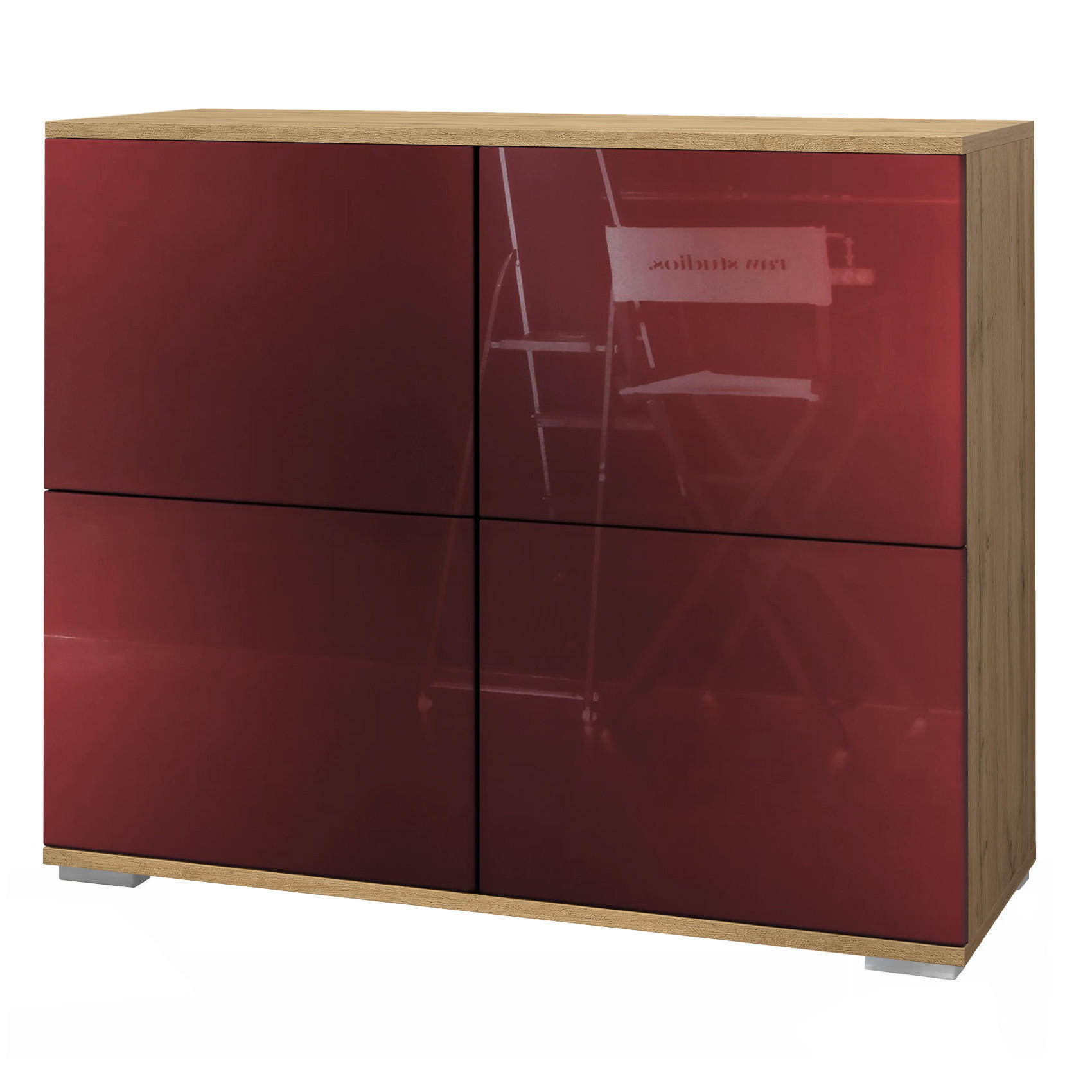 KOMMODE Rova Bordeaux Hochglanz - Bordeaux, Holzwerkstoff (92.5/75.5/35cm) - Vladon