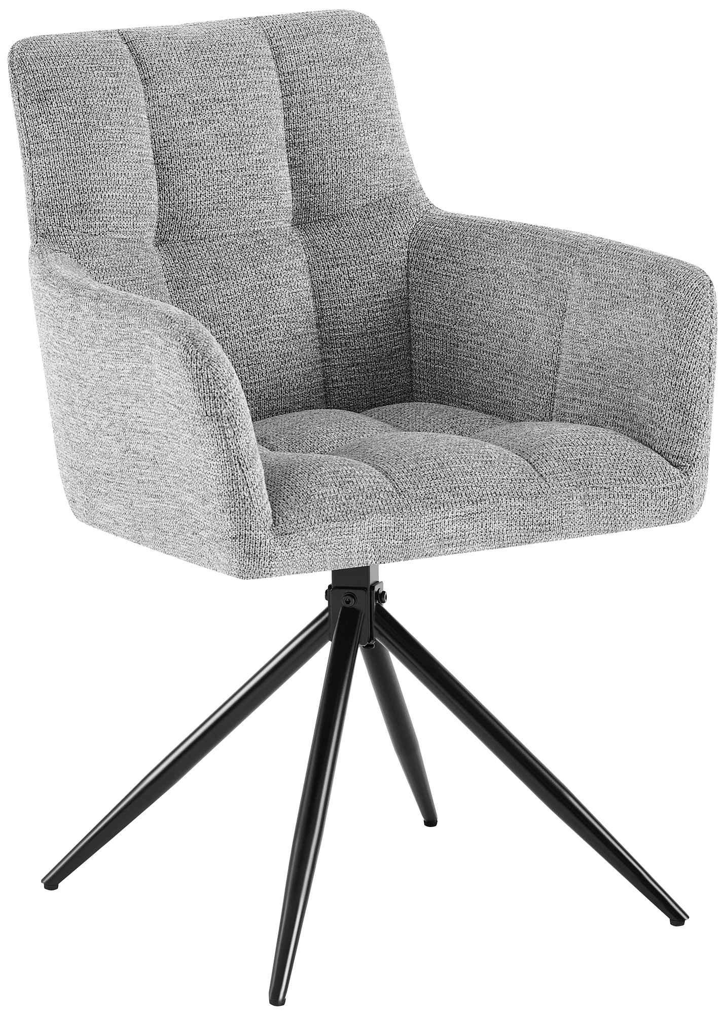 ARMLEHNENSTUHL Stoff Hellgrau - Hellgrau/Schwarz, Textil/Metall (59/87/59cm) - CLP