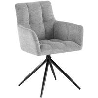 ARMLEHNENSTUHL Stoff Hellgrau - Hellgrau/Schwarz, Textil/Metall (59/87/59cm) - CLP