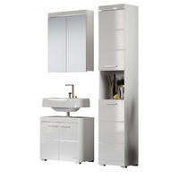 BADMÖBEL-SET weiß Hochglanz 3-teilig 112 x 190 cm, Badkombination mit viel Stauraum - Weiß, Glas/Holzwerkstoff (112/190/34cm) - Top.Furn