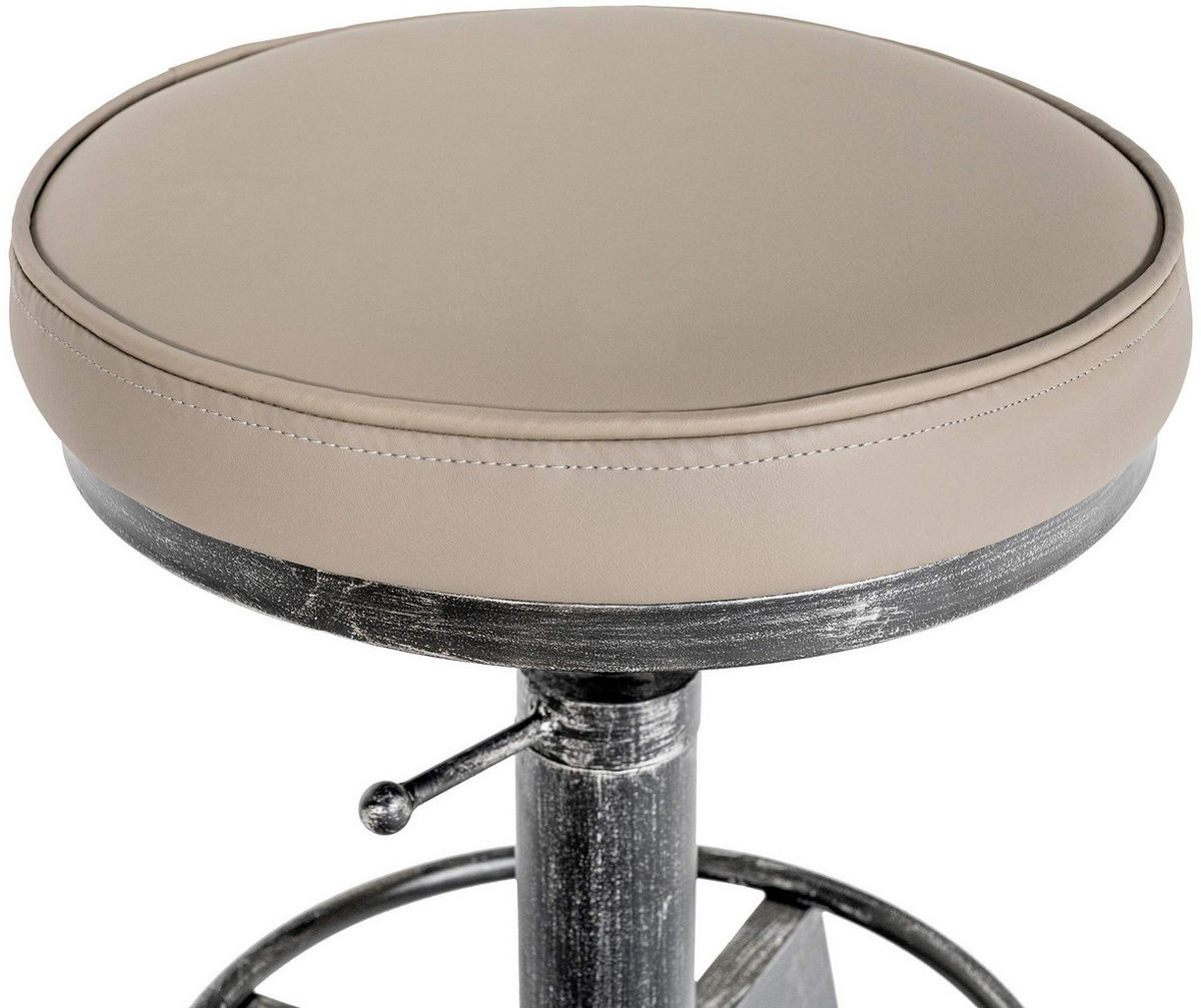 HOCKER 2er Set Lederlook antik silber - Silberfarben, Textil/Metall (42/44/42cm) - CLP