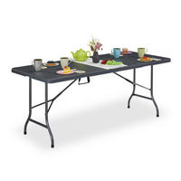 GARTENTISCH - Grau, Kunststoff/Metall (74/180/72cm) - Relaxdays