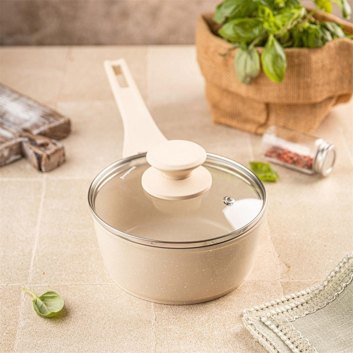 STIELTOPF Creme 16/16/7 cm KB7987 - Creme, Metall (16cm) - Klausberg 