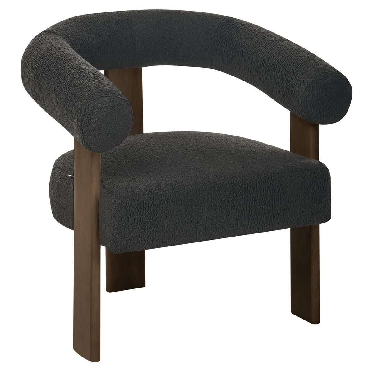 SESSEL Bouclé Schwarz/Dunkelbraun Ilbro - Schwarz, Textil (77/76/68cm) - Beliani