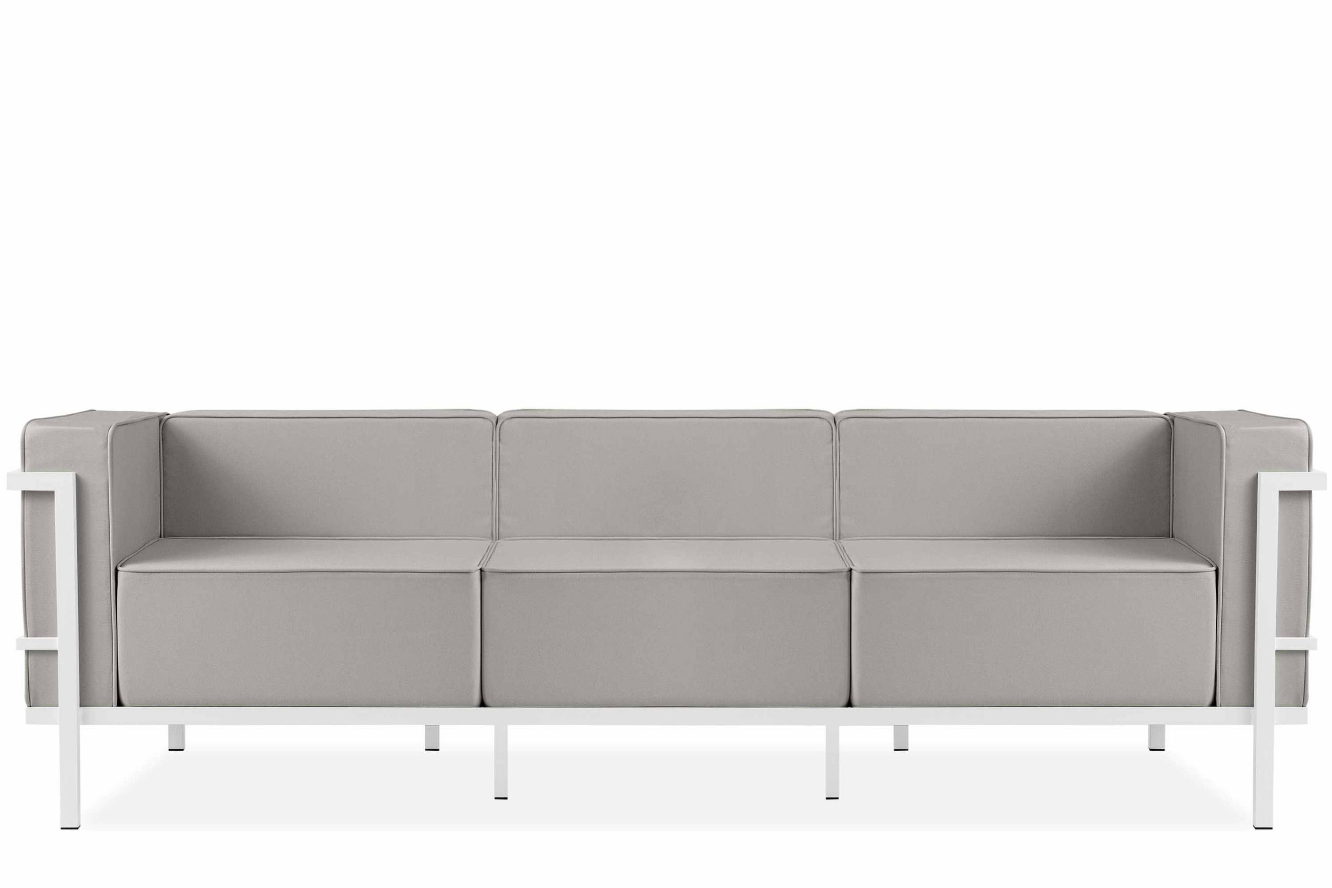 GARTENSOFA TRIGLO 3-Personen, Stahlrahmen, Modern, Weiß/Hellgrau - Hellgrau/Weiß, Textil/Metall (229/70/69cm) - KONSIMO®