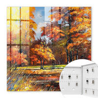 SCHLÜSSELBOX Weiß 30x30 cm – Türöffnung nach rechts - Herbstlandschaft - Orange, Metall (30/30/5cm) - TULUP