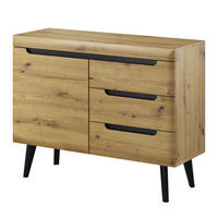 SIDEBOARD SUDBURRY KOM2-1D3S Fronten, aus MDF-Platte, Eiche - Eichefarben, Holzwerkstoff/Kunststoff (107/83/40cm) - Komodee