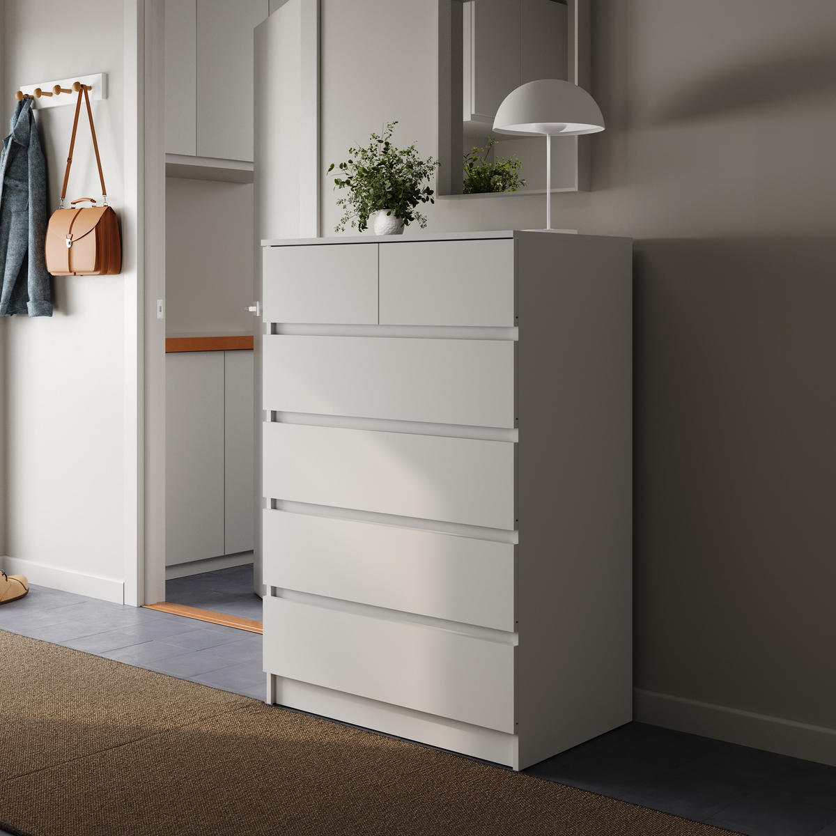 KOMMODE 80 cm Breite mit 6 Schubladen in Weiß - Weiß, Holzwerkstoff (80/120/50cm) - Home Collective