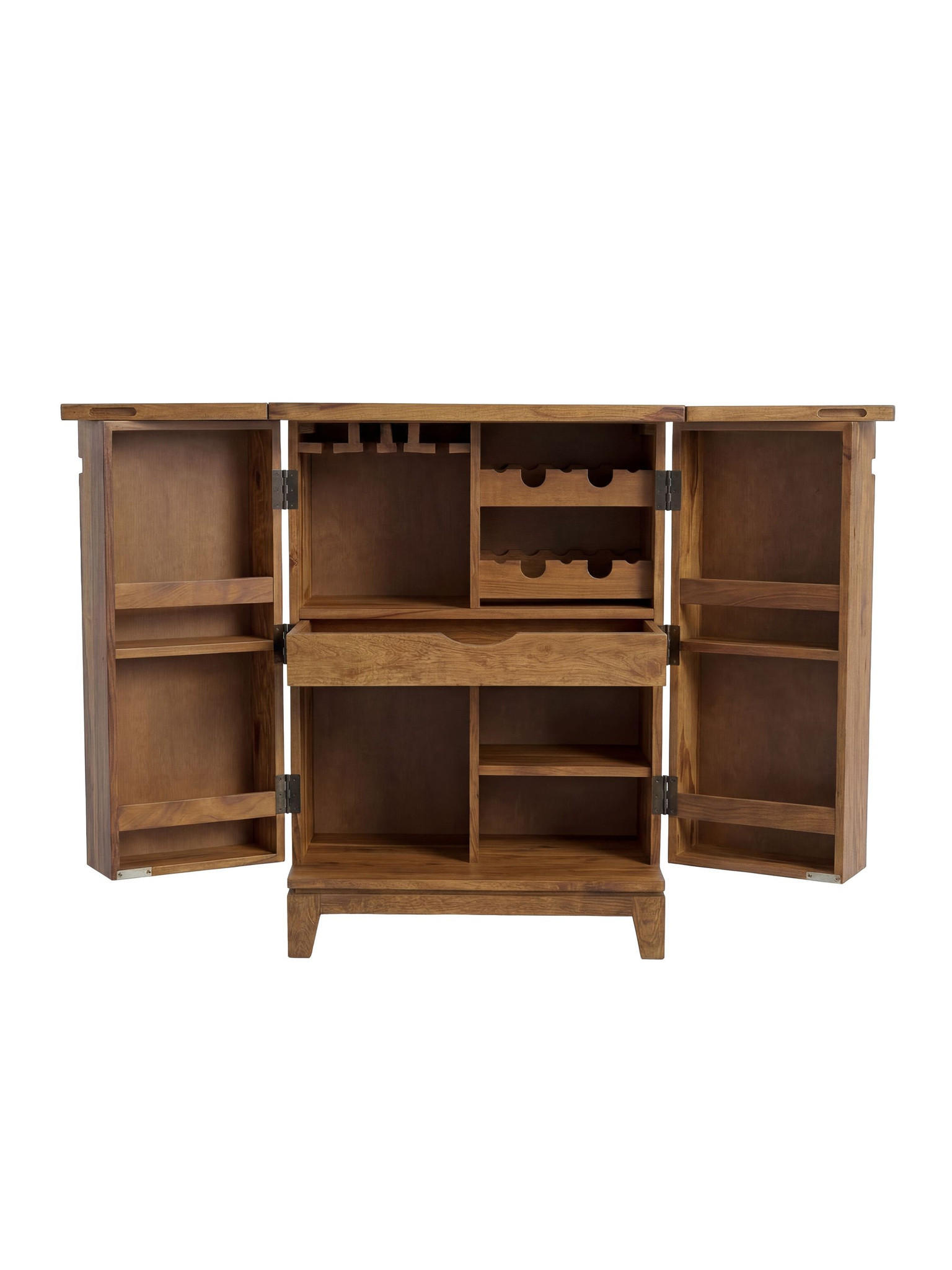 HAUSBAR SIRACUSA, Dunkles Massivholz, mit Ablagen, 65 x 50 x 90 cm - Dunkelbraun/Braun, Holz (65/90/50cm) - KADIMA DESIGN