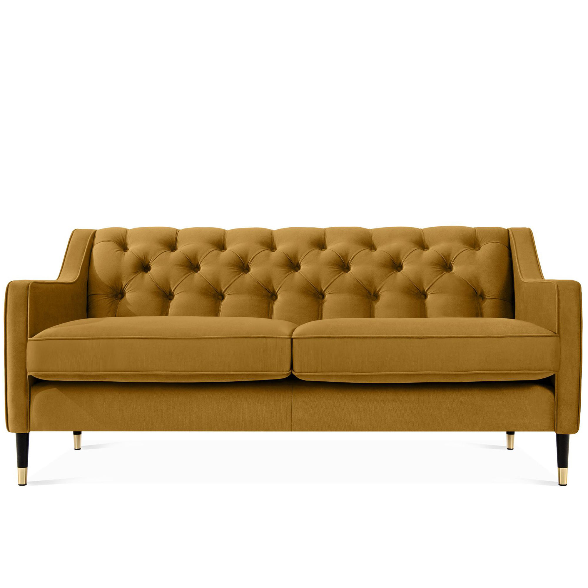 2-SITZER-SOFA NOMUS gesteppt, Gelb - Wengefarben/Gelb, Holzwerkstoff (170/78/80cm) - KONSIMO®