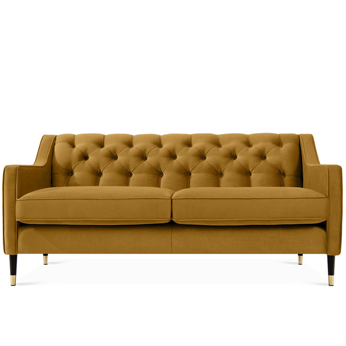 2-SITZER-SOFA NOMUS gesteppt, Gelb - Wengefarben/Gelb, Holzwerkstoff (170/78/80cm) - KONSIMO®