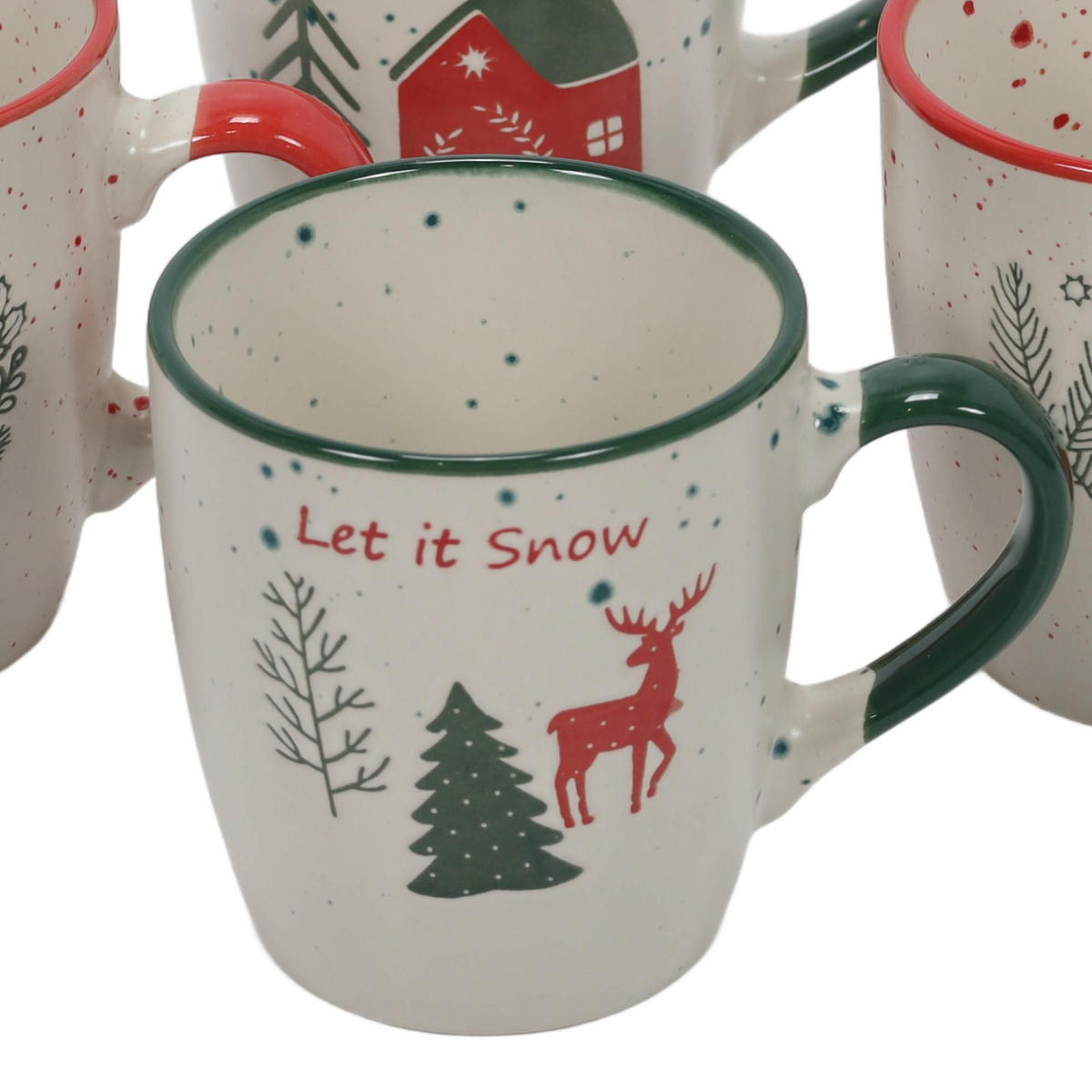 WEIHNACHTSBECHER Set 4 x 200 ml - Weiß, Keramik (200L) - Home Styling Collection