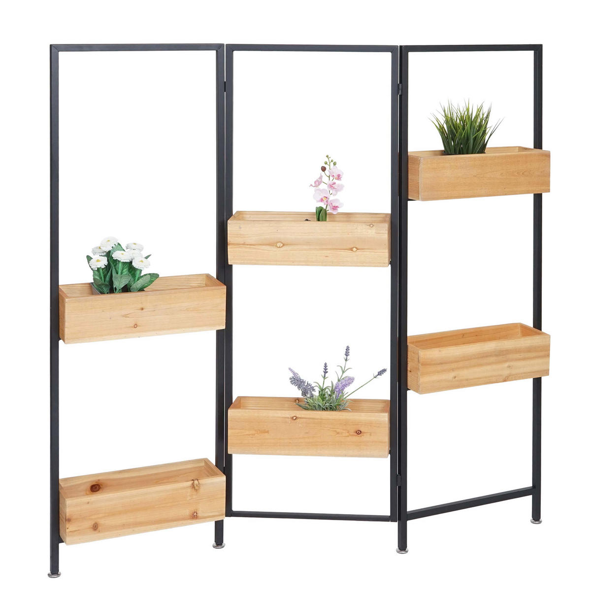 RAUMTEILER MIT PFLANZKASTEN Schwarz, Braun - Schwarz/Braun, Holz (118/116/13cm) - MCW