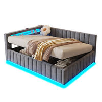 POLSTERBETT 140x200 cm LED USB grau - Grau, Textil (140/200cm) - Fortuna Lai