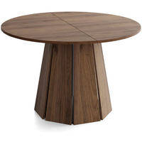 ESSTISCH Lunda rund ausziehbar verlängerbar, Wallnuss Dunkelbraun 100-180/100/76 cm - Nussbaumfarben/Schwarz, Holzwerkstoff (100/100/76cm) - WFL GROUP