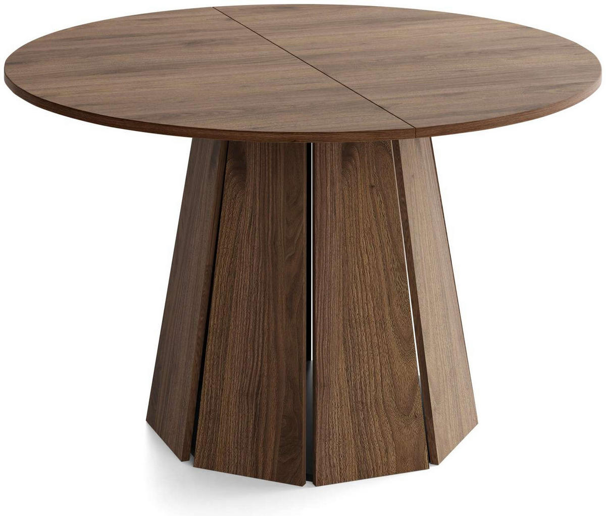 ESSTISCH Lunda rund ausziehbar verlängerbar, Wallnuss Dunkelbraun 100-180/100/76 cm - Nussbaumfarben/Schwarz, Holzwerkstoff (100/100/76cm) - WFL GROUP