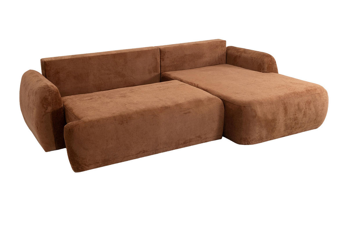 ECKSOFA Mit Schlaffunktion Und Bettkasten, Chenille-Stoff Perfecto, Kupfer, Rechts, HELA II - Kupferfarben, Holz (280/184cm) - Kaiser Möbel