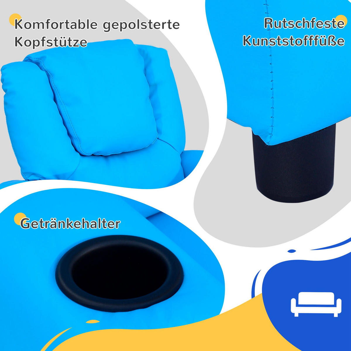 KINDERSESSEL, Blau, Schaumstoff, Metall - Blau, Kunststoff (52/69/62cm) - HOMCOM