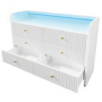 KOMMODE mit 6 Schubladen und LED-Beleuchtung, 120 x 40 x 75 cm, Weiß, Spanplatte - Weiß, Holzwerkstoff (120/75/40cm) - SONNENH