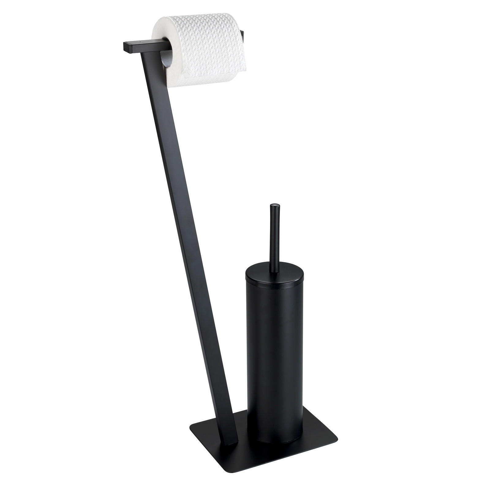 TOILETTENPAPIERSTÄNDER mit WC-Bürste Lirio 30/15/68 cm - Schwarz, Metall (15/68/30cm) - Wenko