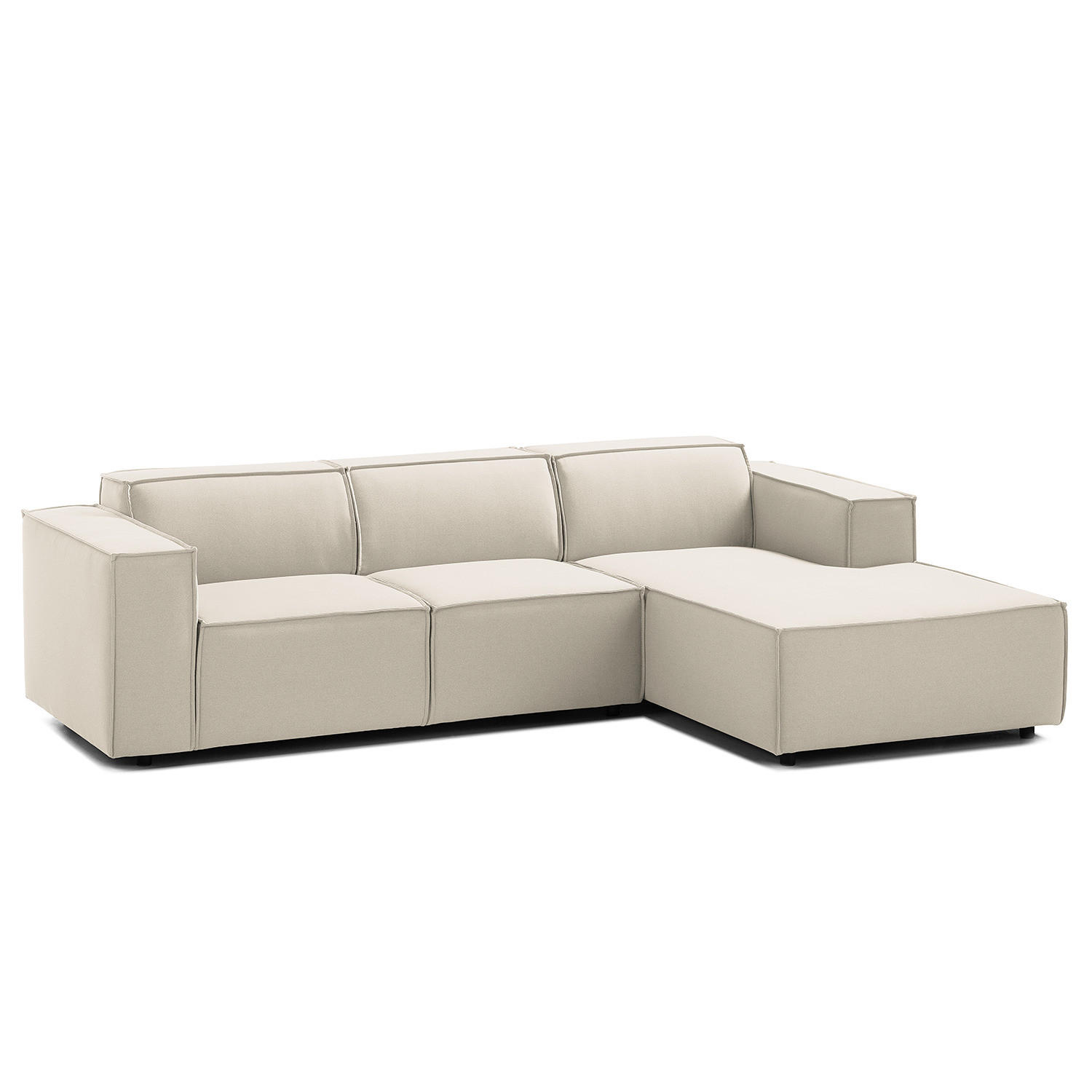ECKSOFA mit Longchair - Schwarz/Weiß, Kunststoff/Textil (260/177cm) - home24