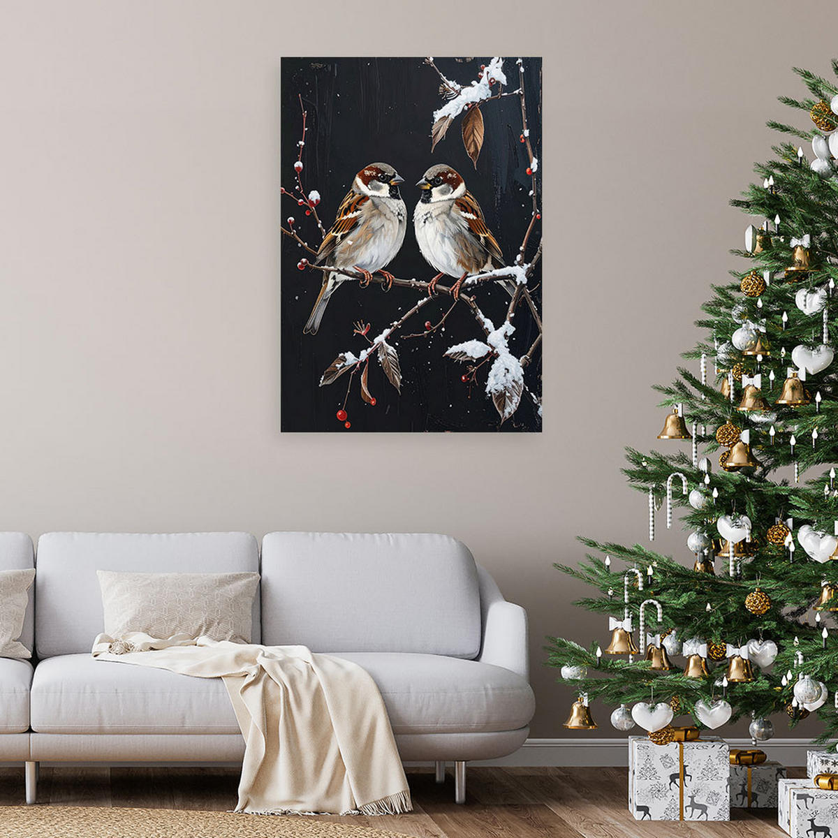 LEINWANDBILD Weihnachten 30x45cm - Schwarz, Textil (30/45cm) - Feeby