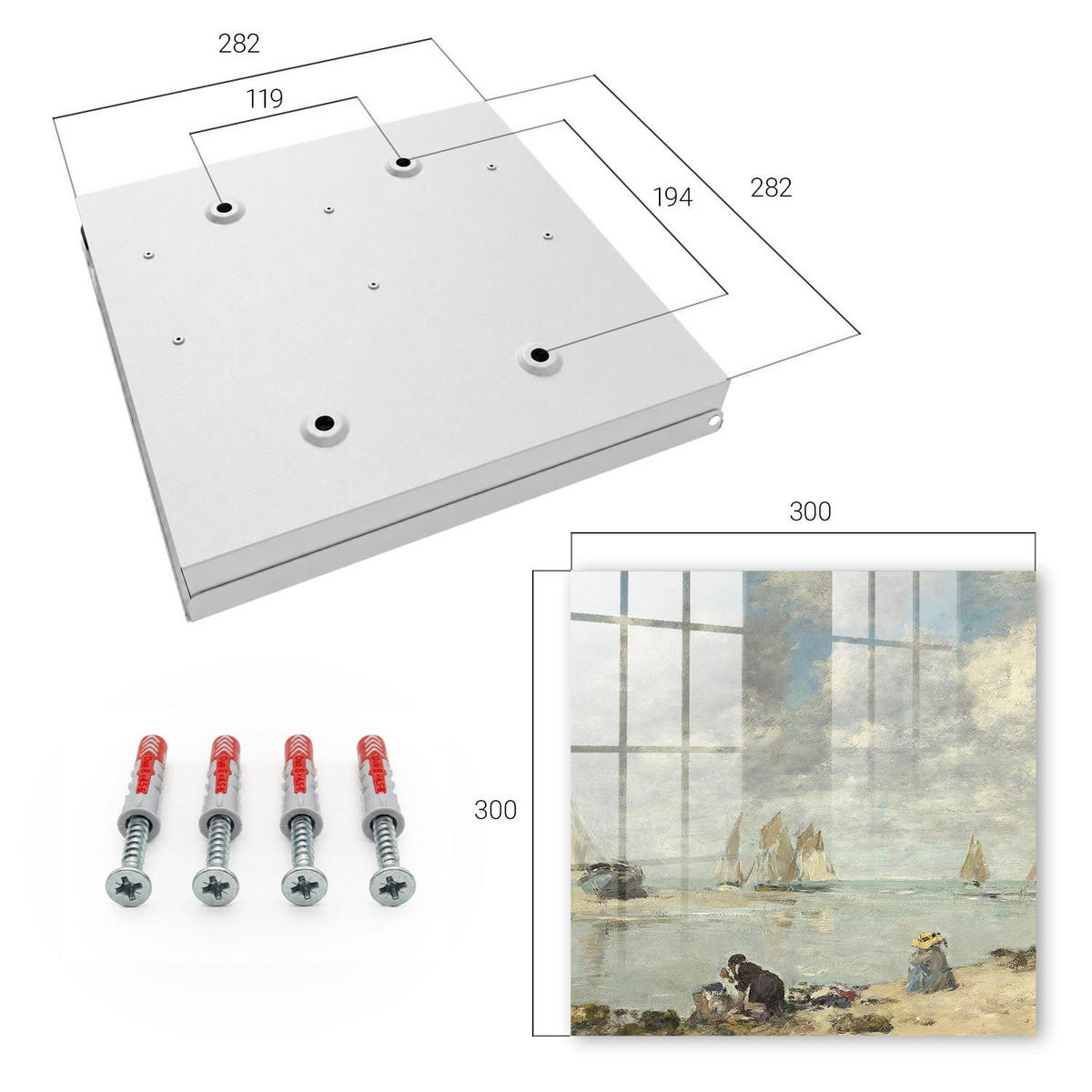 SCHLÜSSELBOX Weiß 30x30 cm – Türöffnung nach rechts - Segelboote - Blau, Metall (30/30/5cm) - TULUP