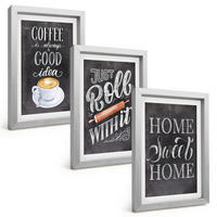 BILDER SET 3er Set - 20x30 cm Silberner Rahmen - Kaffeeroller, heimelige Wärme - Silberfarben, Kunststoff (20/30cm) - TULUP
