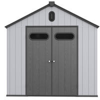 GERÄTEHAUS 285/235/231 cm Grau + Weiß mit 2 Türen und eine integrierte Regenrinne - Grau, Metall (235/231/285cm) - Oxeza