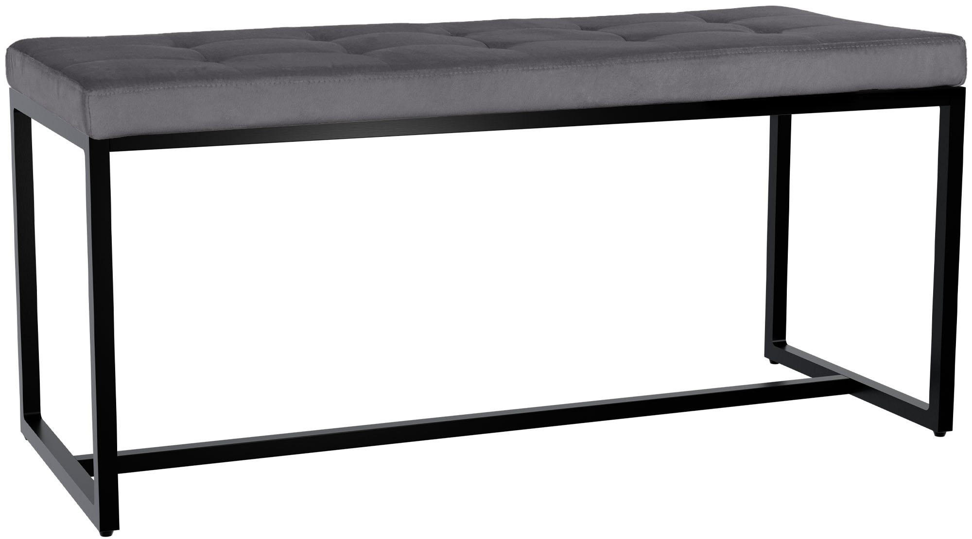 SITZBANK 100/40 cm Samt dunkelgrau - Dunkelgrau/Schwarz, Textil/Metall (100/48/40cm) - CLP