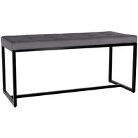 SITZBANK 100/40 cm Samt dunkelgrau - Dunkelgrau/Schwarz, Textil/Metall (100/48/40cm) - CLP