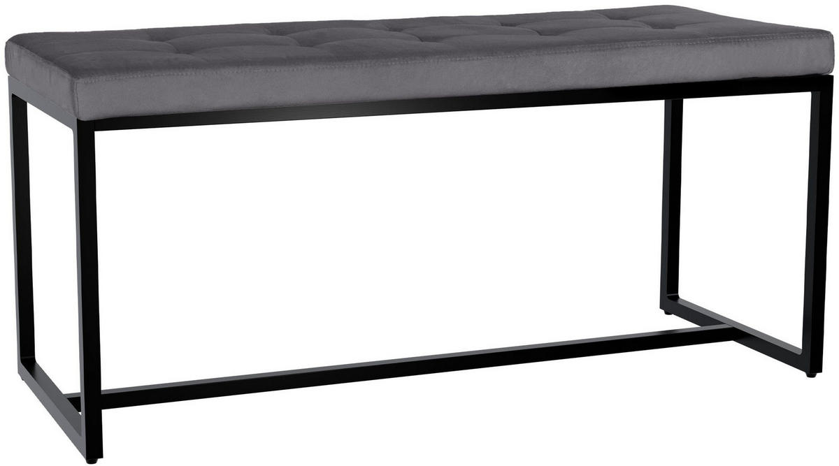 SITZBANK 100/40 cm Samt dunkelgrau - Dunkelgrau/Schwarz, Textil/Metall (100/48/40cm) - CLP