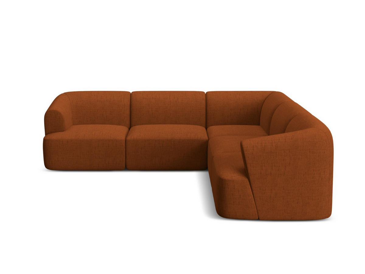SYMMETRISCHES-MODULARES-ECKSOFA Campi aus strukturiertem Stoff ziegelrot 6 Sitzplätze - Orange, Textil (255/255cm) - Cosmopolitan Design