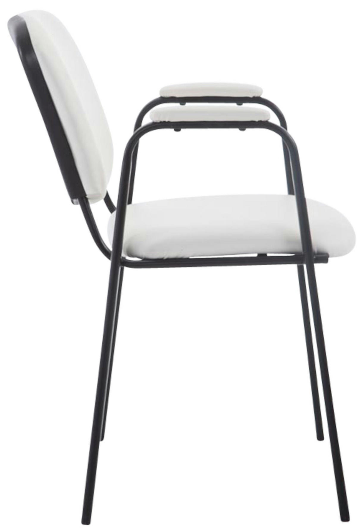 BESUCHERSTUHL 4er Set Lederlook weiß - Weiß, Textil/Metall (53/79/55cm) - CLP