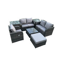 LOUNGEGARNITUR Polyrattan Dunkelgrau 6-Sitzer - Dunkelgrau, Metall - Fimous