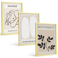 BILDER SET 3er Set - 40x60 cm Goldrahmen - Matisses stilvolle Pflanzenbilder - Goldfarben, Kunststoff (40/60cm) - TULUP