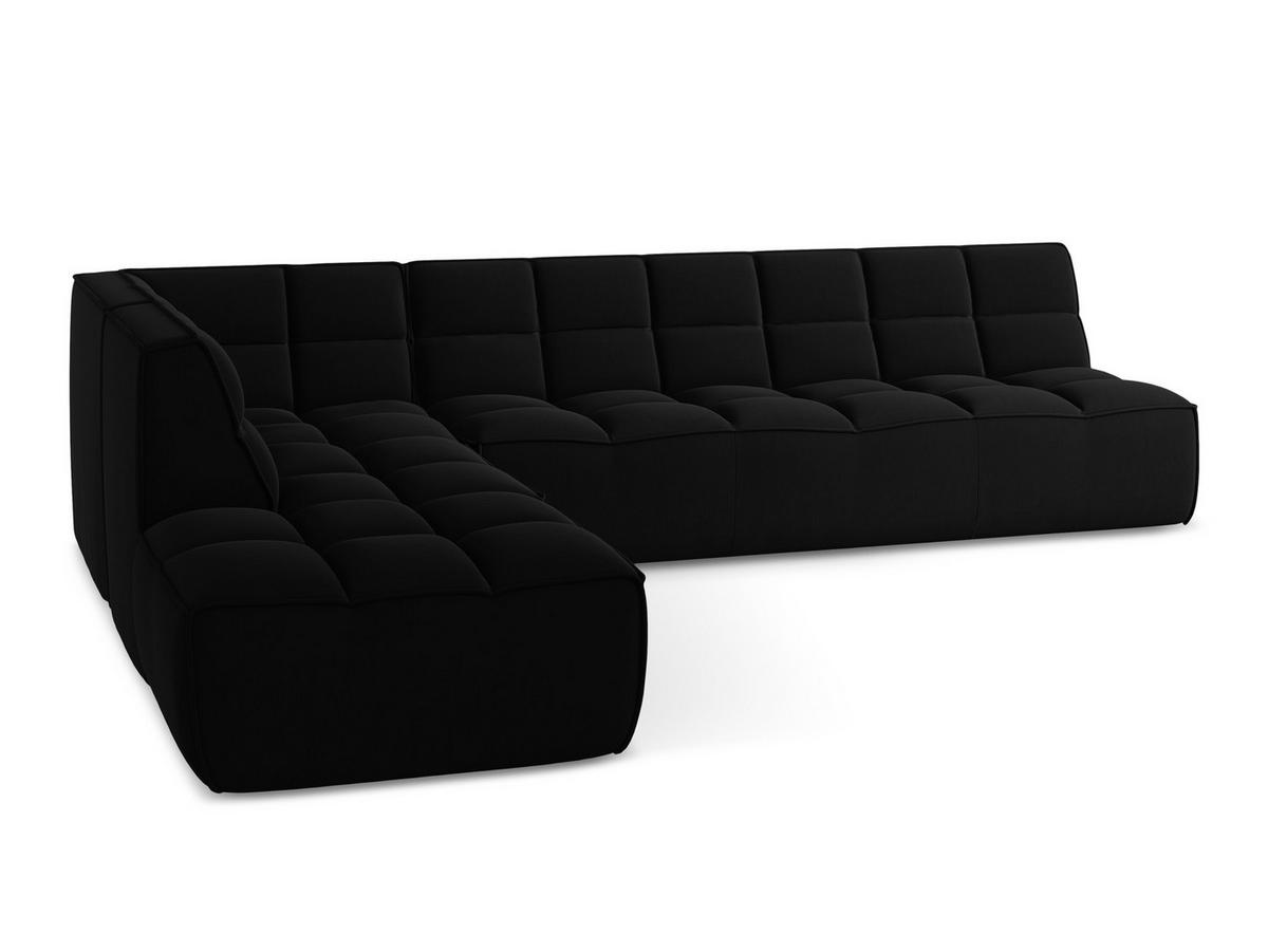 ECKSOFA Beidseitig Samt Stoff Schwarz - Schwarz, Kunststoff/Textil (308/258cm) - Makamii