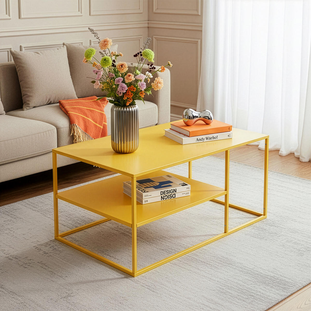 COUCHTISCH Solund 45/90/60 cm - Gelb, Metall (60/90/45cm) - [en.casa]