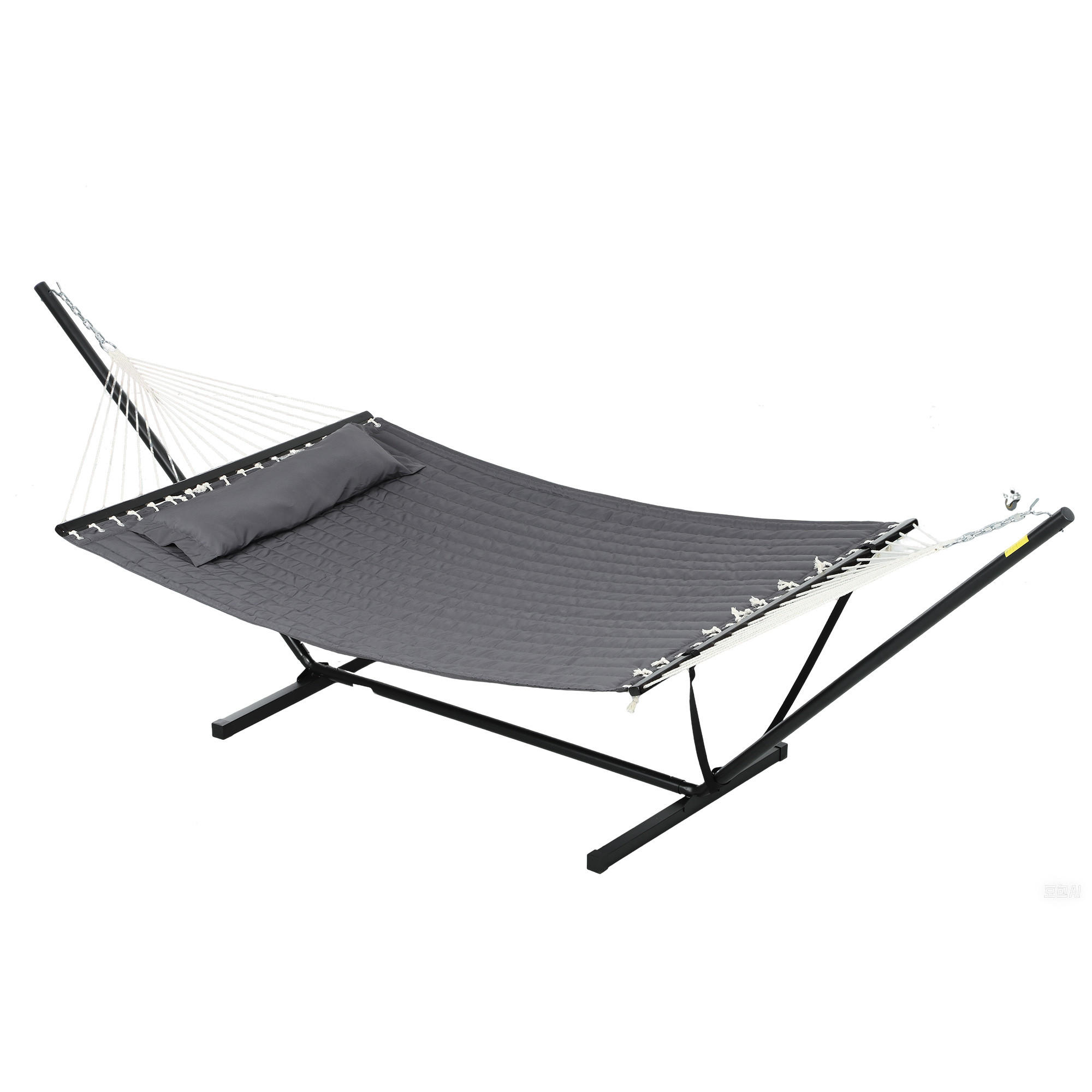 HÄNGEMATTE mit Gestell DE-13615 inkl. Kopfkissen Dunkelgrau - Dunkelgrau, Metall (140/110/368cm) - ComfortXL