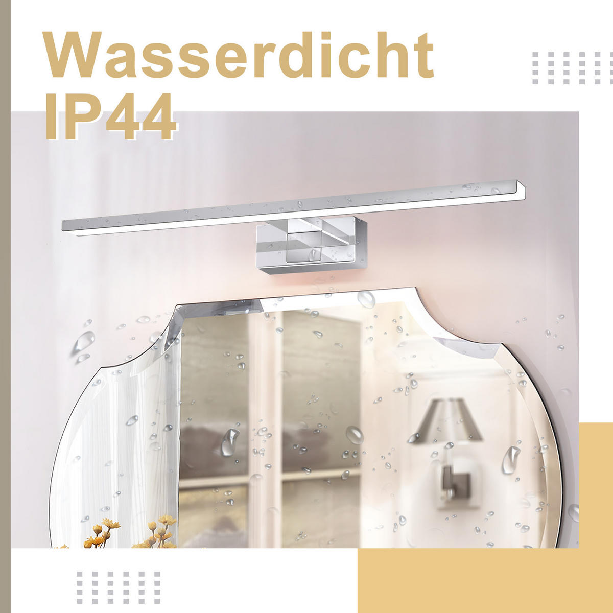SPIEGELLEUCHTE Qylzork 12.8/12/60 cm - Chromfarben, Kunststoff (60/12.8/12cm) - ZMH