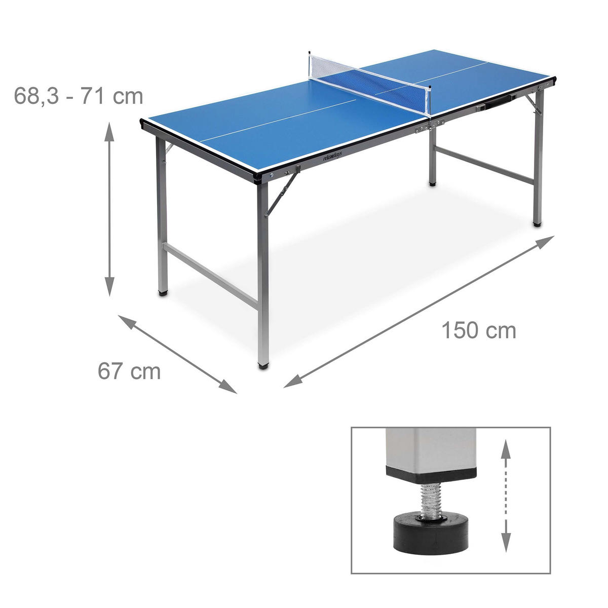TISCHTENNISPLATTE Mehrfarbig klappbar 7-tlg. 150x67 cm - Multicolor, Holzwerkstoff/Metall (67/150cm) - Relaxdays